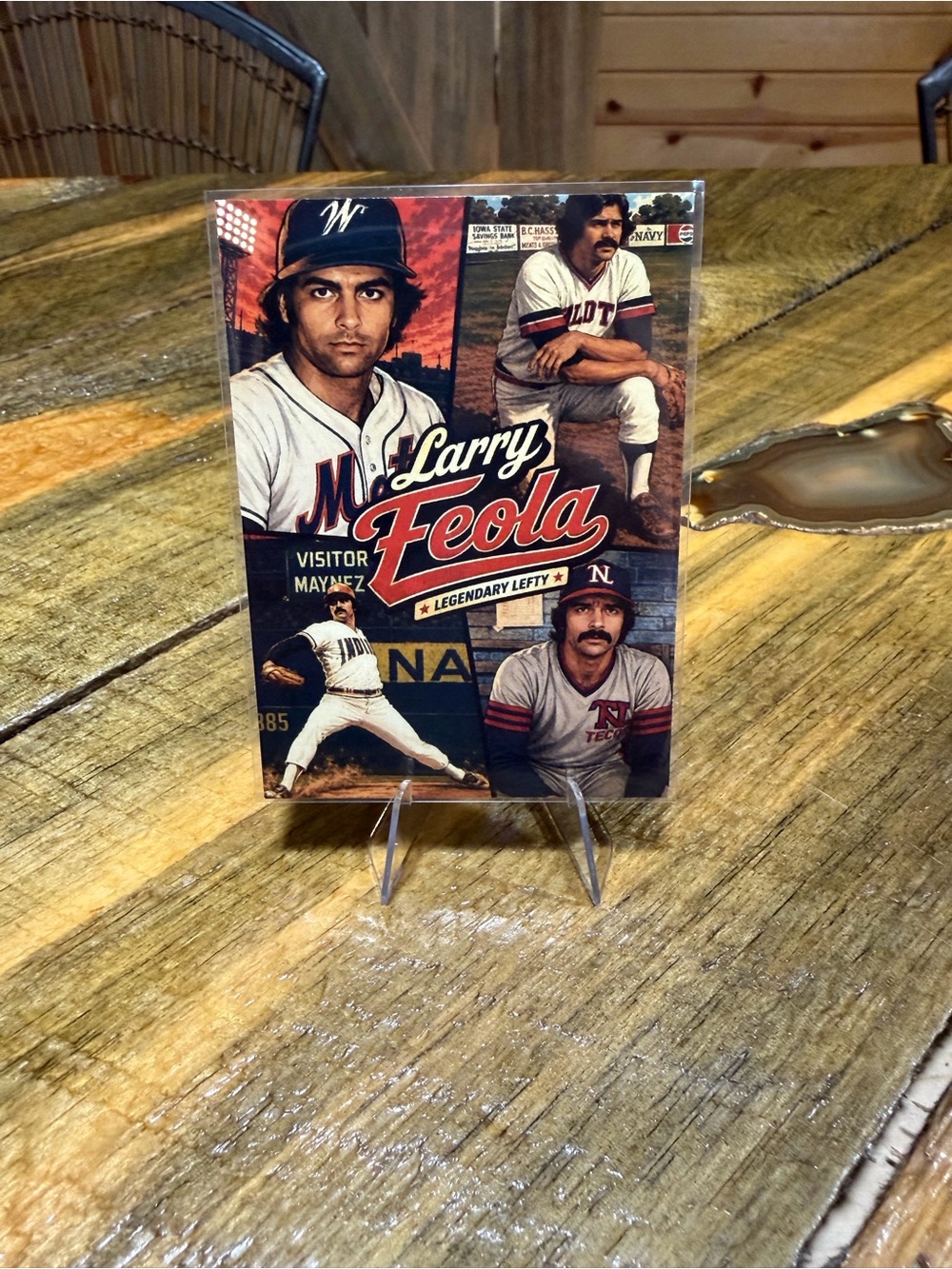 Larry Feola Collectible Baseball Card - Retro Multi-Color Design